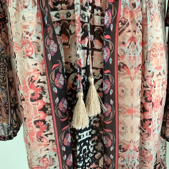 Bebe baby doll dress pink, cream, tan. Size M - Picture 2 of 7